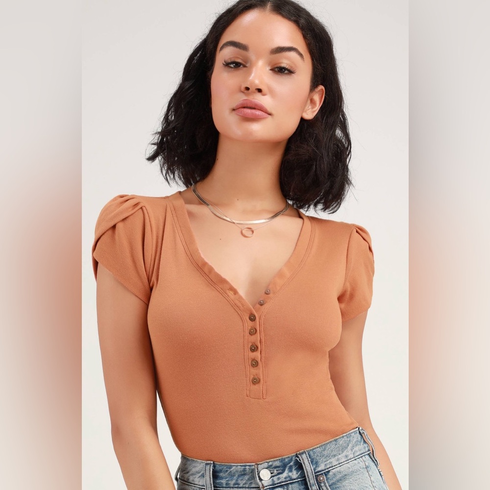 Free People Intimately Mia Blush Short Sleeve Bodysuit